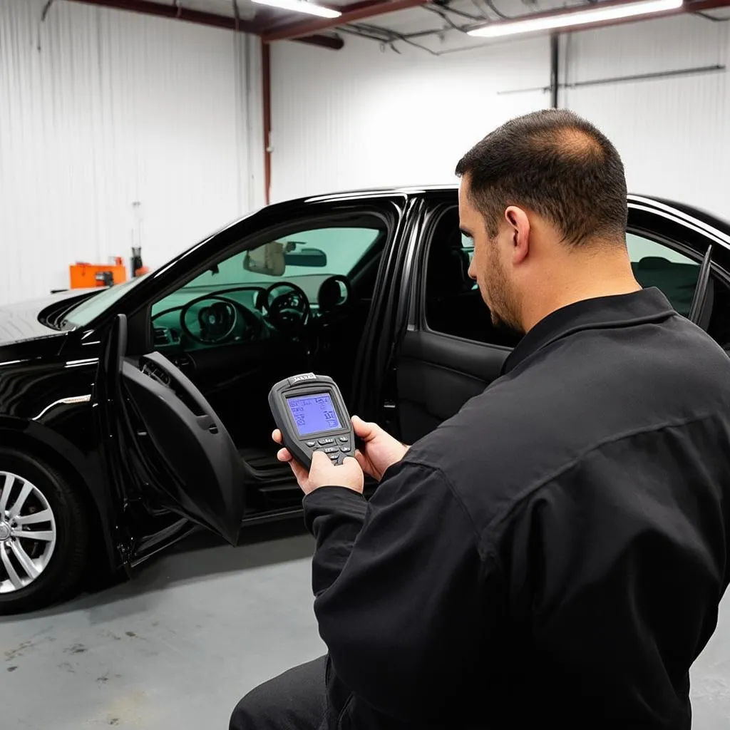 Mechanic using OBD scanner